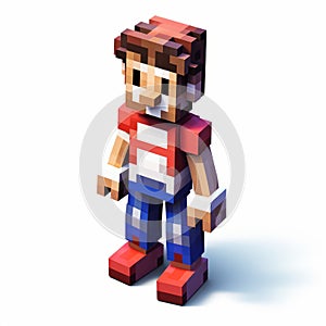 Realistic Minecraft Pixellated Character In Red And Beige photo