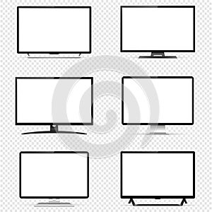 Realistic mock up computers with blank screen isolated on transparent background