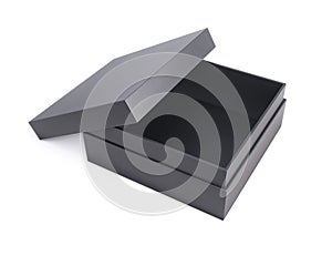 Realistic mockup black opened box on a white background for your