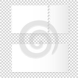 Realistic mockup of detachable blank white ticket