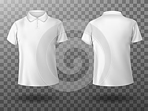 Realistic mockup of male white polo shirt