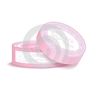 Realistic mockup package for pink hydrogel eye patch.