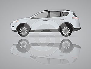 Realistic model car isolated on background. Detailed drawing. Vector illustration.