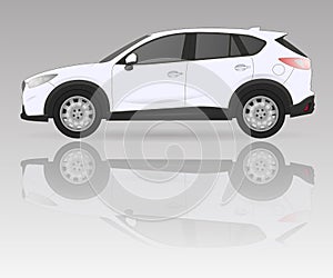 Realistic model car isolated on background. Detailed drawing. Vector illustration.