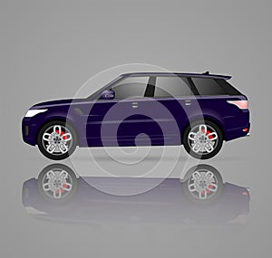 Realistic model car isolated on background. Detailed drawing. Vector illustration.