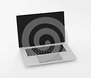 Realistic modern computer laptop 3d 16-Inch isolate on white background, mock-up device notebook display