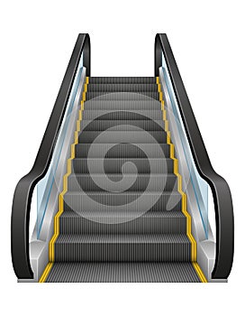 Realistic modern escalator vector illustration