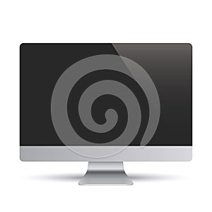 Realistic monitor with shadow, computer display front view - stock vector