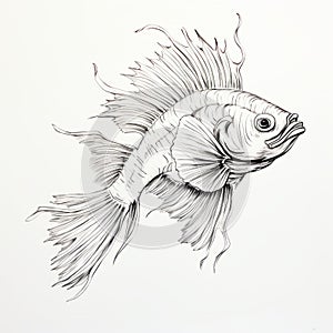 Hand Drawn Betta Fish Art Inspired By Daniel Arsham And Jim Mahfood photo