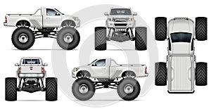 Realistic monster truck vector mock-up