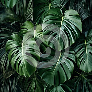 Realistic Monstera Leaf On Natural Background Stock Photo photo