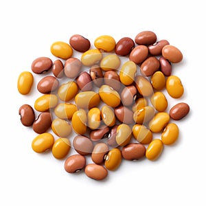 Realistic Neogeo Style Yellow And Red Beans On White Background