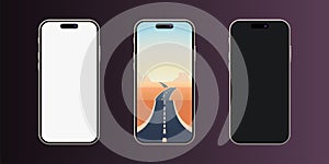 realistic new smartphones set template front view
