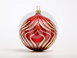 Realistic New Year Red Ball Decoration on light background