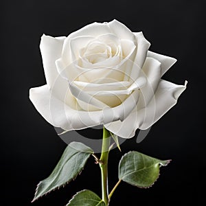 Realistic Nikon D850 Style: White Rose On Black Background