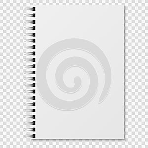Realistic notebook. Blank closed spiral binder white copybook. Paper organizer or diary vector mockup photo