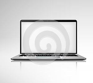 Realistic Notebook Laptop. Isolated personal office electronics computers. Vector PC mockup photo