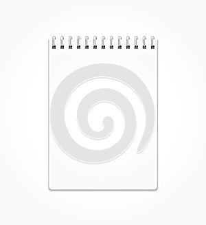 Realistic notebook with white sheets on a spiral