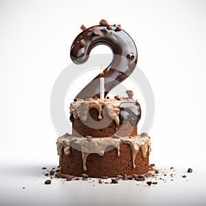 Realistic Number 2 Chocolate Cake Rendering With Octane Render