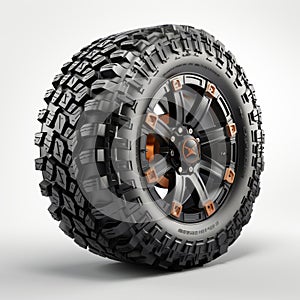 Realistic Off Road Tire Design On White Background