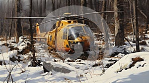 Realistisch Öl Das Gemälde aus Hubschrauber wald 
