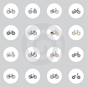 Realistic Old , Brand , Journey Bike Vector Elements. Set Of Bike Realistic Symbols Also Includes Brand, Wooden, Dutch