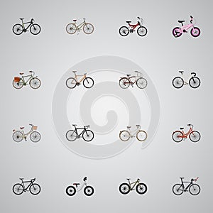 Realistic Old , Journey Bike, Brand Vector Elements. Set Of Bike Realistic Symbols Also Includes Brand, Girl, Balance