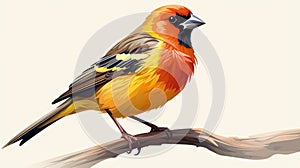 Realistic Orange Bird Clip Art With Detailed Rendering