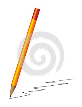 Realistic orange pencil