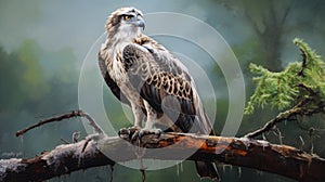 Realistic Osprey Painting: Hyper-realistic Animal Illustration In Muted Colors