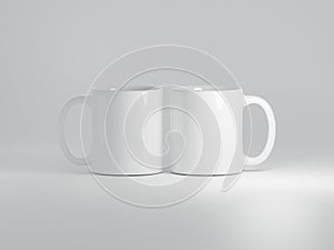 Two Ceramic Mugs Mock Up on a Plain White Background