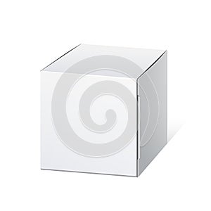Realistic Package Cardboard Box. Cube shape.