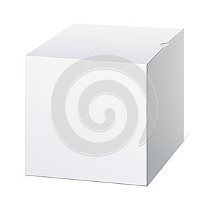 Realistic Package Cardboard Box. Cube shape.