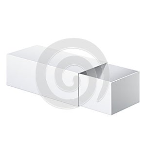 Realistic Package Cardboard Sliding Box Opened.