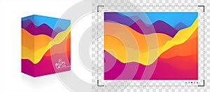 Realistic packaging box. Product packing. Abstract background with dynamic effect. 3d vector Illustration for software