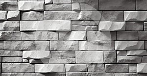 Realistic panoramic white brick wall texture for pattern background - AI generated image