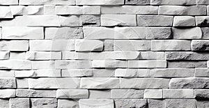 Realistic panoramic white brick wall texture for pattern background - AI generated image