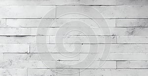 Realistic panoramic white brick wall texture for pattern background - AI generated image