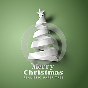 Realistic Paper Christmas Tree Card Decoration