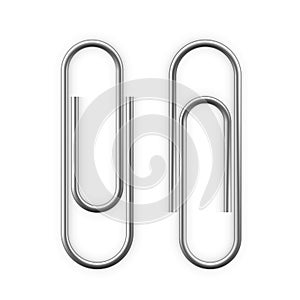 Realistic Paper clip attachment. Paperclip icon. Attach file business document. Vector illustration isolated on white background