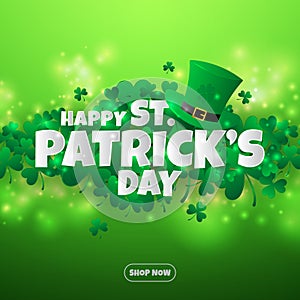 Realistic paper cut out St. Patrick`s day background and banner