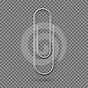 Realistic Paperclip icon. Paper clip attachment with shadow. Attach file business document. Vector illustration isolated