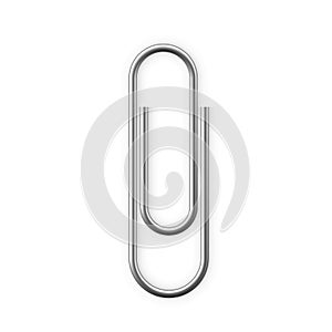 Realistic Paperclip icon. Paper clip attachment with shadow. Attach file business document. Vector illustration isolated on white