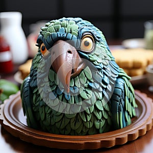 Realistic Parrot Cake: Incredibly Detailed 2d Scones Face Cake photo