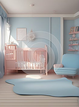 Realistic pastel room for baby girl: Disney