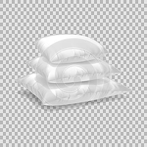 Realistic pattern template of white pillow. Pile white pillow layout.