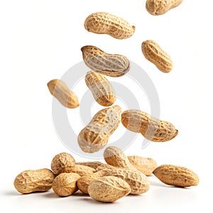 Falling peanuts realistic nuts isolated