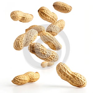 Falling peanuts realistic nuts isolated