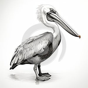 Realistic Pelican Drawing With Elongated Figures And Clean Inking