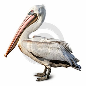 Realistic Pelican On White Background: Detailed Rendering And Photo-realistic Hyperbole